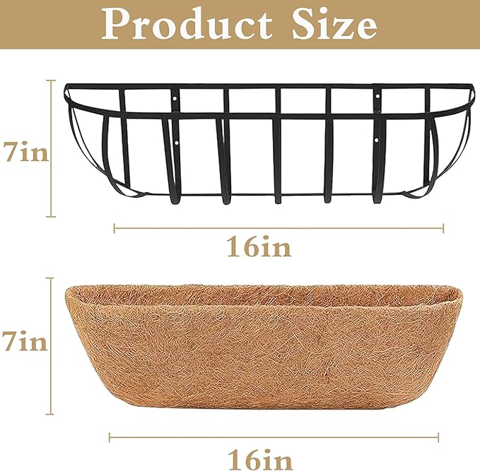 2pack 16-inch Window Sill Window Railing Planters with Cocoa Liner for Outdoor Balconies, Porches, Fences, Patio Railings