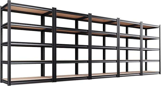 AOAORRG Set of 5 Garage Shelving Heavy Duty Storage Shelves, Metal Adjustable Shelving Unit, Utility Garage Organizer Shelf for Basement, Pantry, Kitchen, Warehouse, 45.6" Wx19.7 Dx78 H