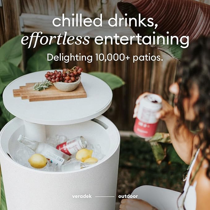 Veradek Kona Cooler Side Table – 2-in-1 Outdoor Patio Side Table w/Cooler | Insulated 40L Capacity | Modern Accent Décor for Hosting, BBQ, Poolside