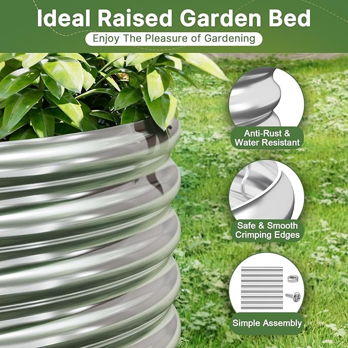 4 PCS 6x3ft Galvanized Raised Garden Bed Outdoor, Metal Garden Bed for Vegetables, Above Ground Garden Box for Flower, Steel Raised Beds for Gardening
