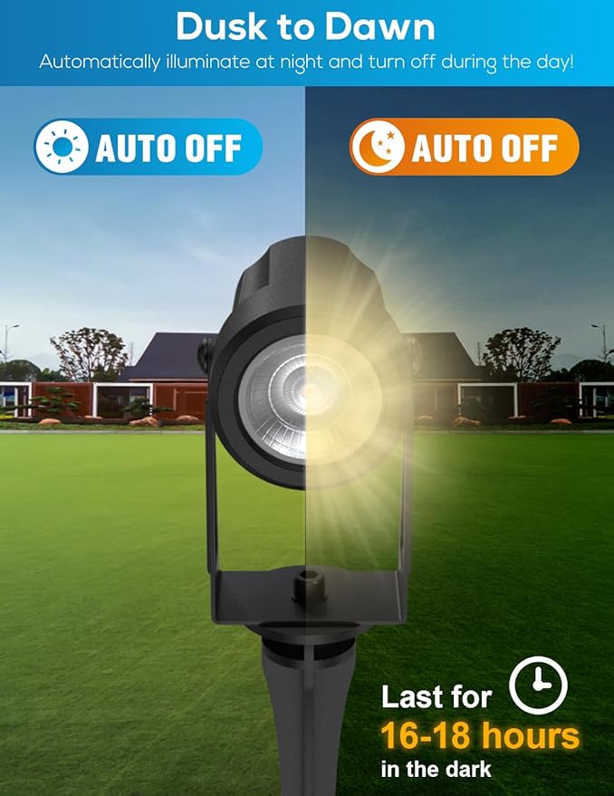 Zyan Solar Landscape Spotlights, Separate Monocrystalline Panels & USB-C Powered 16200mAh Auto On Off Dusk to Dawn, Outdoor IP65 Waterproof, Warm White for Yard Path Patio (100 Lumens × 12 Pack)