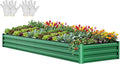 YITAHOME 12x4x1ft Large Raised Garden Bed Kit, Galvanized Metal Planter Box with Gloves, Ground Nails, Support Rod, Outdoor Above Ground Planters for Plants Vegetables Flowers, Green