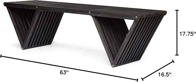 Christopher Knight Home Esme Outdoor Acacia Wood Bench, Dark Gray Finish