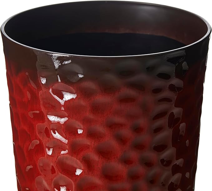 Glitzhome Large Planters for Outdoor Plant, 23.75" H Tall Outdoor Planter, Honeycomb Textured Gradient Red Plastic Planter, with Drainage Hole, Large Flower Pots for Porch Patio Deck Indoor, Set of 2