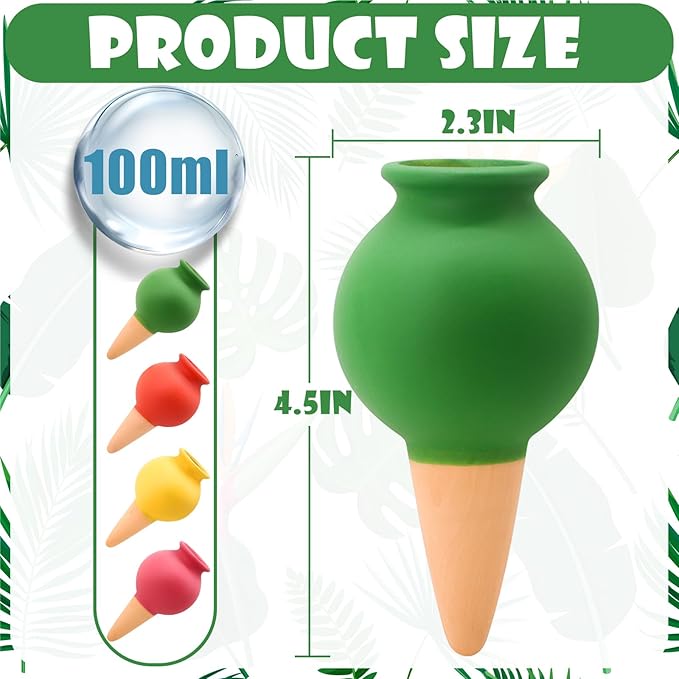 Terracotta Watering Spikes, 4 Pack Self Watering Globes, Slow Release Self Watering Planter Insert, Plant Watering Globes for Indoor and Outdoor Plants