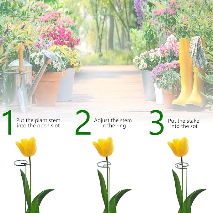 36 Inch 12 Packs Plant Support Stakes,Garden Single stemmed Plant Support Hoops, Plant Prop, for Flowers,Orchid, Tomatoes Peony Lily Rose (36 inch)