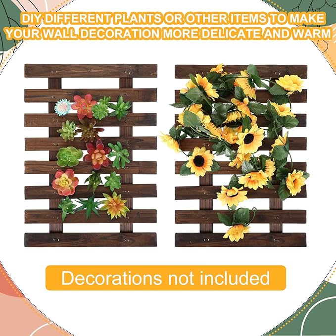 Weysat 4 Pcs Wall Planter Wooden Orchid Hanging Planter for Indoor Plants Wall Mount Planter Stand Frame Display Air Plant Holders Outdoor Vertical Rack Wall Decoration for Garden (11 x 16 in)