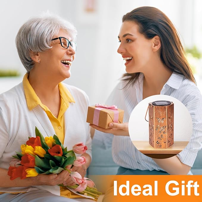 Mothers Day Gifts for Mom Grandma - Birthday Gifts for Women, 4 Pack Butterfly Solar Lanterns Outdoor Waterproof - Butterflies Solar Lights Outdoor Garden Decor for Outside