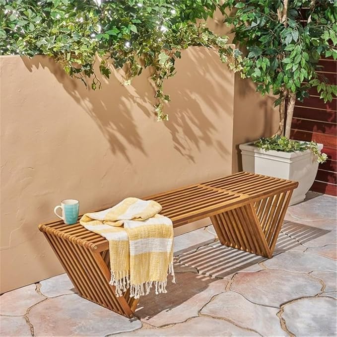 Christopher Knight Home Esme Outdoor Acacia Wood Bench, Teak Finish