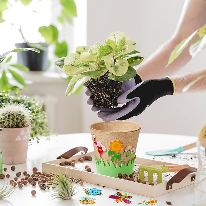 Jecery 30 Sets Garden Paper Craft Kit DIY Foam Flower Pots, Flower Planting and Growing Kit for Spring Summer Early Graduation DIY Crafts
