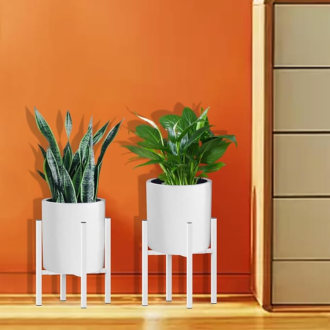 Plant Stand for 10"-16" Plant Pot Indoor Outdoor Corner, Adjustable Metal Heavy Duty for Large Pot (White 1 Pack)