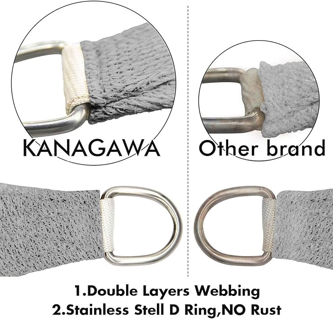 KANAGAWA Sun Shade Sail Curved 24'X24' Grey Rectangle Outdoor Shade Cover UV Blovk Canopy for Patio Garden Backyard Heavy Duty Permeable 185GSM (We Make Custom Size)