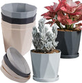 InmeRun Plant Pots Indoor Plastic Flower Pots Outdoor 7 inch Set of 6 Pack with Drainage Holes and Saucers for Garden pots (7 in 6 pcs)