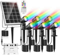 MEIKEE 6 in 1 RGB Solar Landscape Lights with Remote, RGB Color Changing LED Solar Spotlights, Outdoor Waterproof RGB Spot Lights for Garden Party Wedding Christmas Festival