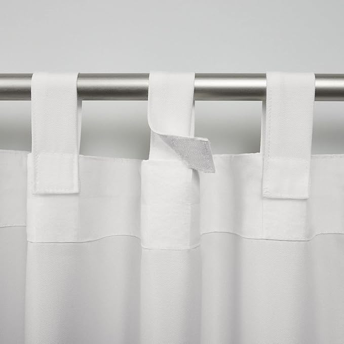 Exclusive Home Cabana Solid Indoor/Outdoor Light Filtering Hook-and-Loop Tab Top Curtain Panel Pair, 54"x120", Vanilla