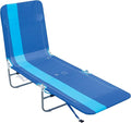 Rio Beach Portable Lay Flat Folding Backpack Beach Lounge Chair with Backpack Straps and Storage Pouch, Blue Stripe