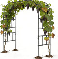 DoCred Garden Arch Trellis for Climbing Plants, 87 Inch Large Garden Trellises Outdoor Metal Plants Support Archway Arbor Tunnel Trellis for Vegetables Plant Decoration, Black