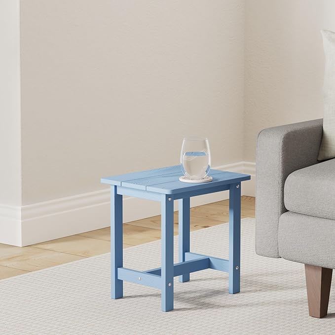 LUE BONA Outdoor Side Table, HDPS Small Outdoor Table, Adirondack Side Table, Outside End Table for Patio, Porch, Deck, Weather Resistant/Easy Maintenance/Indoor or Outside Use, Navy Blue