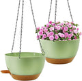 12 inch Hanging Planters for Indoor Plants, 2 Pack Self-Watering Hanging Planter Pots with Chain and Drainage Holes, Outdoor Plastic Hanging Baskets for Garden Home Decor