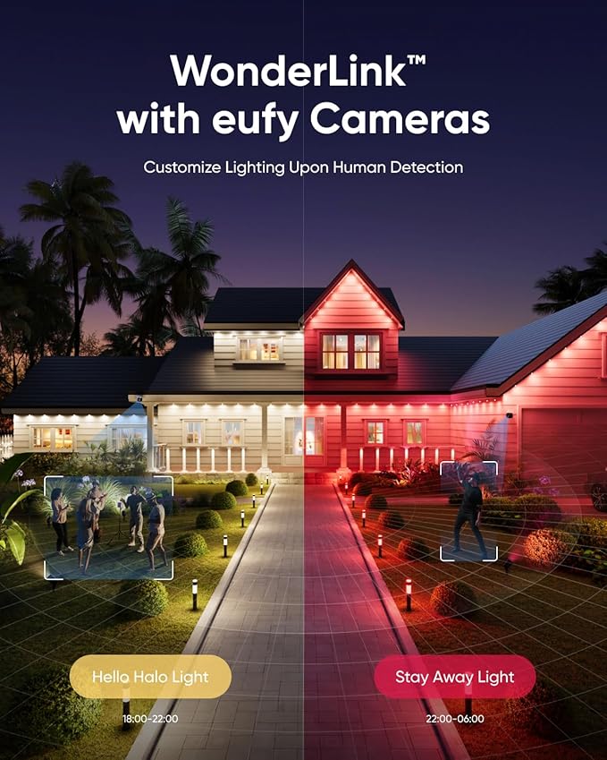 eufy Permanent Outdoor Lights E22, 100ft+ 50ft kit (Total 150ft) with 90 Triple-LED Lights, Smart RGBWW, Up to IP67 Waterproof, AI Light Themes for Halloween, Christmas, Works with eufy Cams, Black