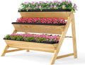 HAPPYGRILL 3-Tier Wooden Raised Garden Bed, Elevated Planter Box Kit with Legs & Liners for Flower Herb Vegetable, Indoor Outdoor Vertical Raised Bed for Gardening Patio Balcony Greenhouse