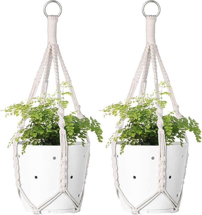 garini 2 Pack 20 Inches Macrame Plant Hanger Rope to Hang Flower Pot Plant Hanger for Indoor Outdoor Decoration, 4 Legs(POTS NOT Included)