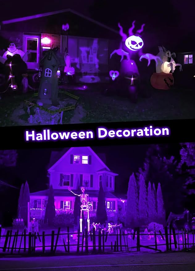 Elenora Halloween Spotlights Outdoor, 15W LED Black Light/Blacklight for Glow Party Body Paint Fluorescent Poster, 110V Plug-in Spot Light IP65 Waterproof Landscape Lighting for Yard Garden, 2 Pack