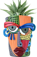 Abstract Face Planter Pots for Plants,Hand-Painted Colorful Flower Pots with Drainage, Indoor Outdoor Garden Decor Gift(Modern,Small)