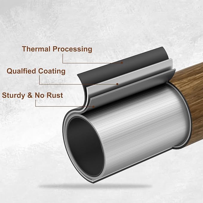 1” Diameter Curtain Rods Itself is 30 to 90 inch 1 Pack Fit 30-84 inch Window with Heavy Duty Adjustable Rod Matte Wood Grain Splicing Metal Extra Long Curtain Rod for Windows