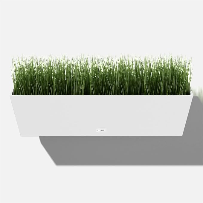 Veradek Pure Series Railing Planter - Plastic Hanging Planter for Outdoor Balcony/Fence | Durable All-Weather Use with Adjustable Brackets | Modern Décor for Flowers, Succulents, Hanging Plants