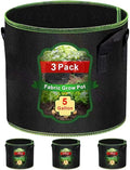 5 Gallon Grow Bags-3 Pack, Thickened Nonwoven Fabric Aeration Planter Bags with Handles, Heavy Duty Vegetable/Flower/Potato Planting Pots for Garden Outdoor