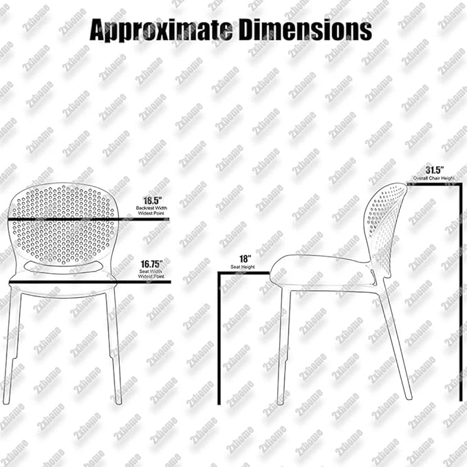 2xhome Set of 4 Patio Dining Chairs | Modern Stackable Outdoor Pool Side Chair | Weather Resistant Plastic for Yard, Porch, Balcony, Kitchen, Black