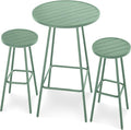 Best Choice Products 3-Piece Patio Dining Set, Bar Height, Outdoor Bistro Set, Outdoor Round Bar Table w/ 2 Bar Stools, Steel - Sage
