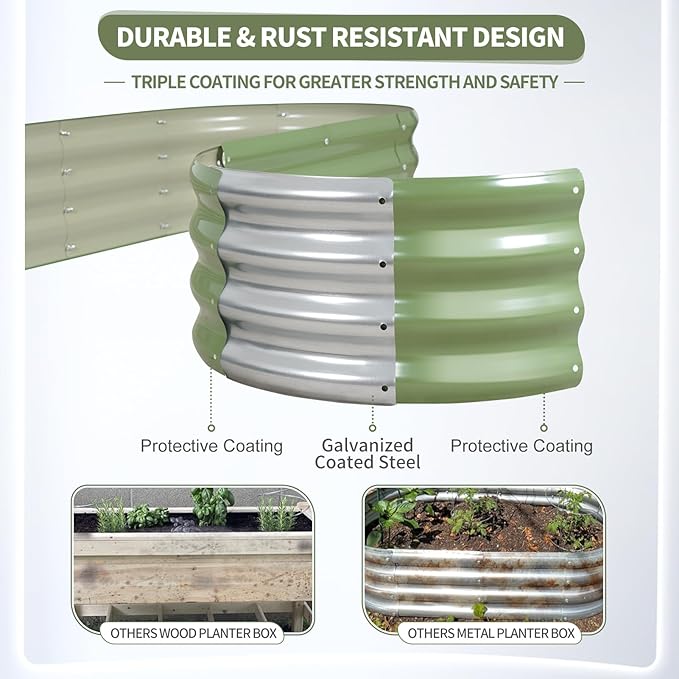Galvanized Raised Garden Bed Outdoor- 2 Pcs Raised Beds for Gardening| Metal Planter Box, Steel Raised Garden Bed Kit with Gloves for Vegetables, Flower, Herbs (4x2x1FT, Green)