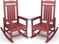 KINGYES Outdoor Rocking Chair Set of 2, High Density Polyethylene Patio Rocking Chairs with 330lbs Support for Adults, Dark Red