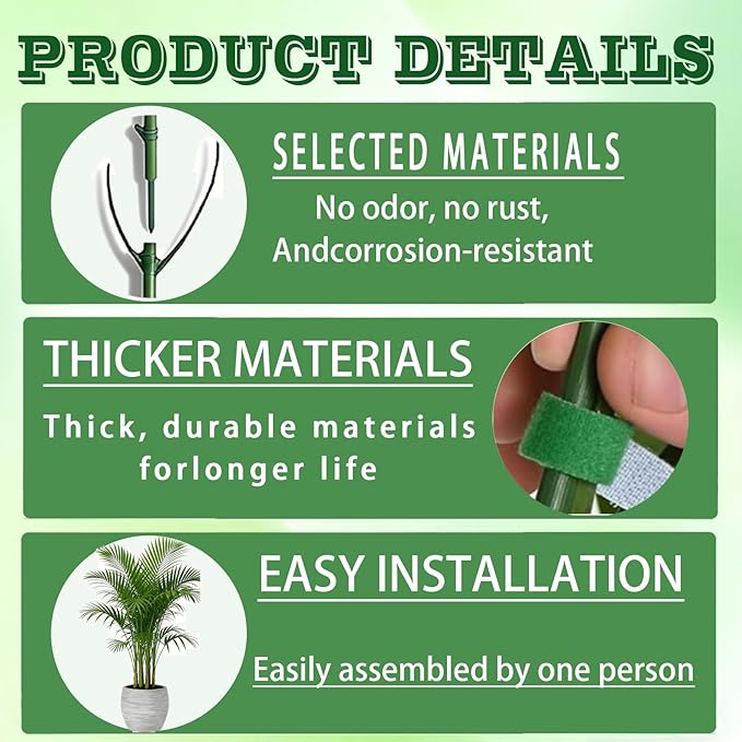 Monstera Plant Support Stakes Indoor - 10-Pack Stackable Tall Plant Sticks for Climbing Plants Stem Support - Durable Trellis Garden Poles for Outdoor Gardening