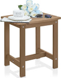 Y&M Outdoor Side Table, HIPS Adirondack Small Single Table, Waterproof Square Outside Table, Balcony Modern End Tables for Patio, Pool, Beach, Porch, Deck, Indoor or Outdoor Use, Brown