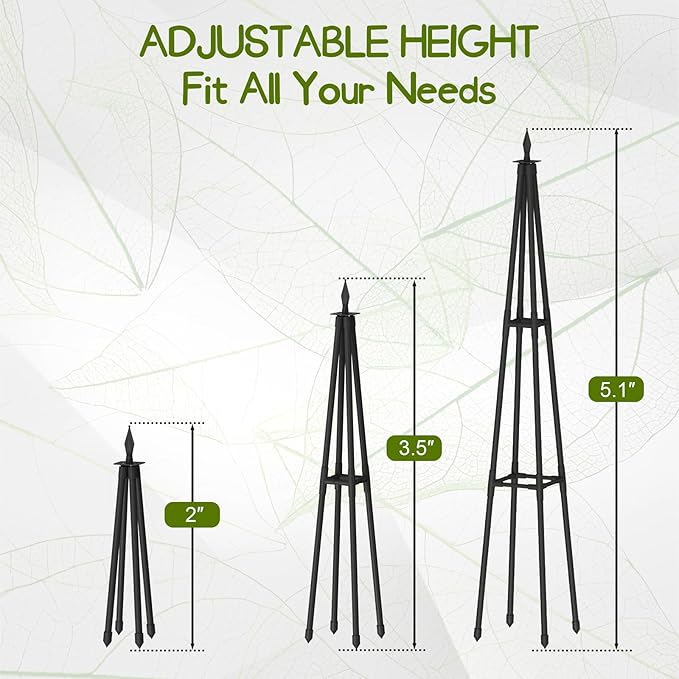 Obelisk Trellis for Climbing Plants Outdoor,4.0 Ft Garden Trellis for Potted Plants, Metal Trellis with Anti-Rust Coated for Potted Plants Indoor, Plant Support for Vegetables, Vines