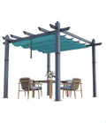 10 x 10 ft Aluminum Pergola with Adjustable Canopy, Outdoor Metal Pergola, Imitation Wood-Grain Sun Shade Shelter for Garden Patio Backyard Deck