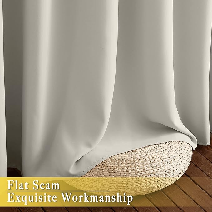 NICETOWN Sliding Door Curtain 108 inches Long, Grommet Privacy Room Darkening Window Treatment Sound Reducing Room Divider for Bedroom, 1 Panel, Natural, W80 x L108