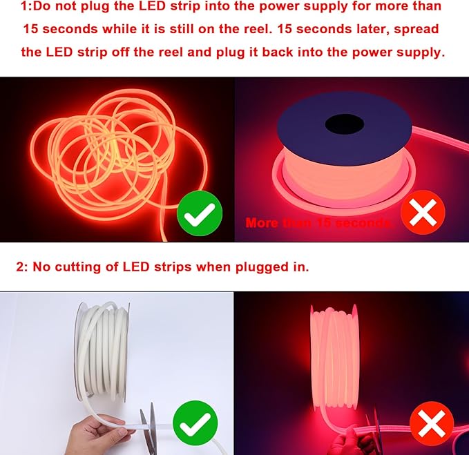 AC 110V COB LED Strip Lights Outdoor Waterproof 65.6ft, Red Super Bright 200W LED Rope Light, IP65 Flexible Cuttable, for Bedroom Garden Commercial House Gaming Room Decor