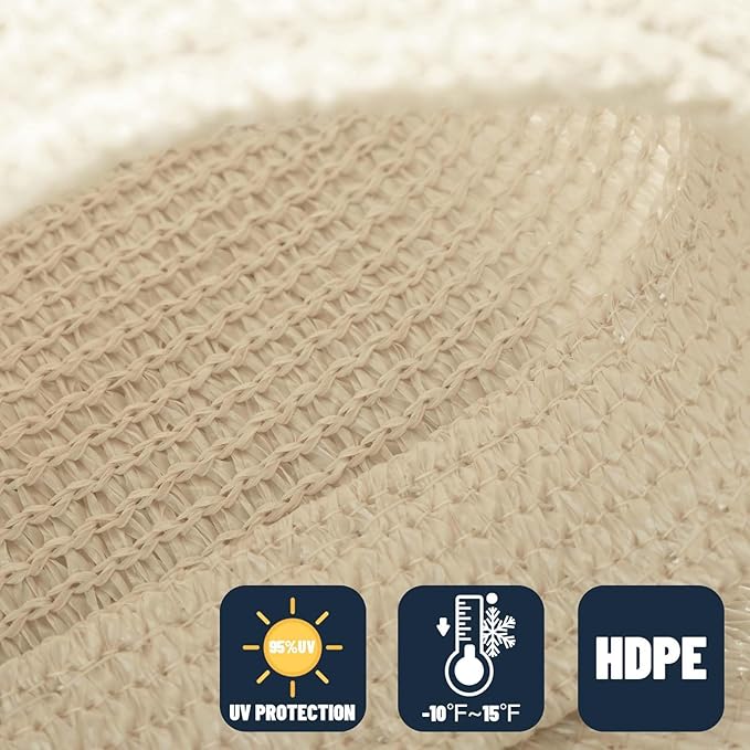 SUNNY GUARD Sun Shade Sail 20' x 26' Rectangle Butter Cream UV Block Sunshade for Backyard Yard Deck Patio Garden Outdoor Activities and Facility(We Make Custom Size)