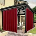 BONZER Waterproof Outdoor Curtains for Patio Porch Pergola Cabana Thick Privacy Wide Grommet Indoor Curtains for Bedroom Living Room, 1 Panel, 110W x 95L inch, Red