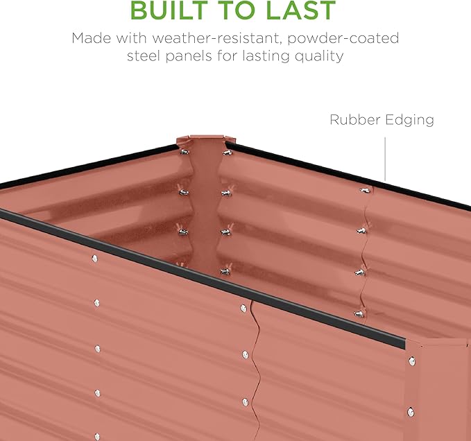 Best Choice Products 4x2x2ft Outdoor Metal Raised Garden Bed, Deep Root Box Planter for Vegetables, Flowers, Herbs, 119 Gallon Capacity, 100% Non Toxic Materials - Terracotta