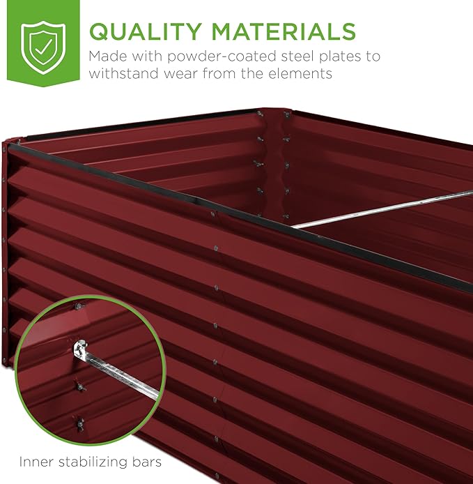Best Choice Products 6x3x2ft Outdoor Metal Raised Garden Bed, Deep Root Box Planter for Vegetables, Flowers, Herbs, 269 Gallon Capacity, 100% Non Toxic Materials - Royal Red