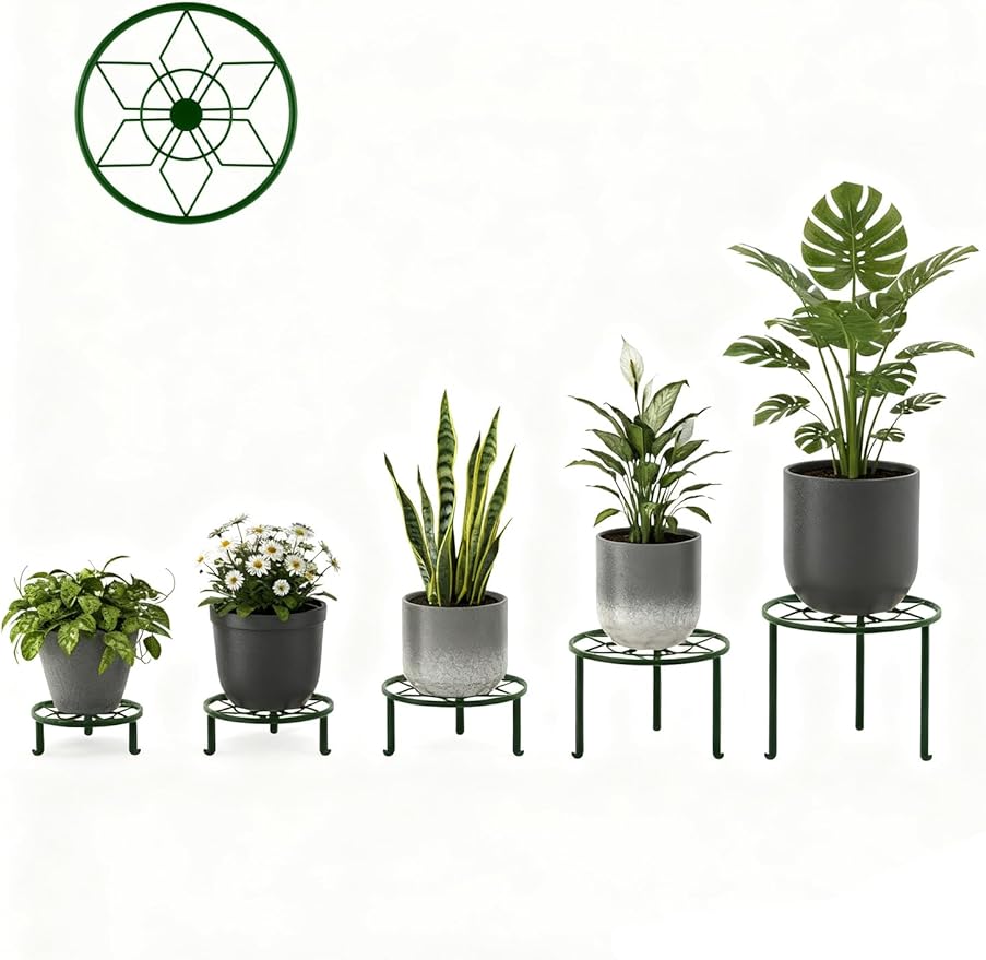 5 Pack Potted Plant Holder for Garden Home 5-Pack Metal Plant Stand Indoor Outdoor Rustproof Iron Corner Flower Pot Stand Holder for Homme Garden