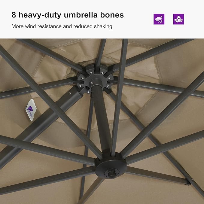 PURPLE LEAF 10'×13' Patio Umbrella with Base Included and Cover Outdoor Umbrella with Cover Extra Large Heavy Duty Cantilever Umbrella Beige
