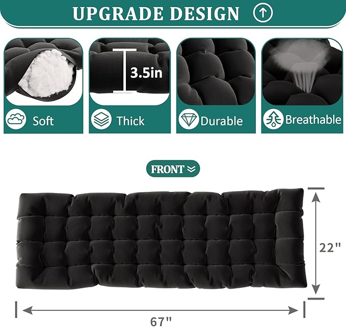 UDPATIO Oversized Zero Gravity Chair 29In XL Patio Reclining Chair with Cushion, Outdoor Folding Recliner with Pillows|Cup Holder|Foot Rest|Padded Headrest, Black, Support 500LB
