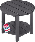 LZRS Round Adirondack Side Table Double End Table, Outdoor Side Tables for Patio, Backyard,Pool, Indoor Companion, Easy Maintenance & Weather Resistant(Grey)