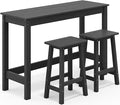 SERWALL 3-Piece Outdoor Bar Set, Rectangular All Weather HDPE Bar Height Patio Set, Outdoor High Top Table and Stools for for Outside, Poolside, Backyard, Garden, Black